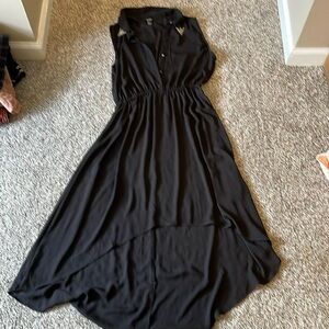 Forever 21 Black Sleeveless High Low Button Down Dress size m